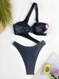 Women’s Solid One-Shoulder Bikini Swimsuit