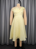 Plus Size Women One-shoulder Irregular Ruffle Jacquard Dress