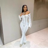 Women Sexy Hollow-out Long-sleeve Jumpsuit