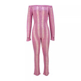 Women Sexy Hollow-out Long-sleeve Jumpsuit