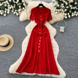 Women Elegant Solid Knit Summer Slit Maxi Dress