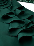 Plus Size Women Dark Green Sequin Long-sleeve V Neck Chiffon Formal Party Maxi Dress