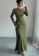 Women Autumn Solid Long-sleeve Knit Stretchy Bodycon Dress