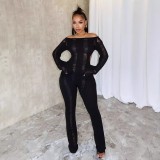Women Sexy Hollow-out Long-sleeve Jumpsuit