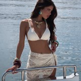 Women Tie Mesh Bikini Swimsuit Three-piece