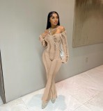 Women Sexy Hollow-out Long-sleeve Jumpsuit