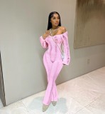 Women Sexy Hollow-out Long-sleeve Jumpsuit