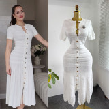 Women Elegant Solid Knit Summer Slit Maxi Dress