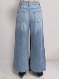 Women Irregular Washed Casual Denim Wide-leg Pants