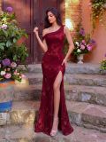 Women's Elegant Flower Embellished Chic Formal Party Dress Strap Slim Fit Low Back Solid Color Maxi Dress