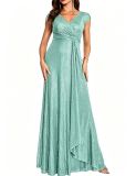 Women Black V Neck Sequin Elegant Evening Dress