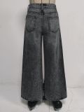 Women Irregular Washed Casual Denim Wide-leg Pants