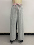 Women Casual Plaid Contrast Wide-leg Pants