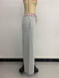 Women Casual Plaid Contrast Wide-leg Pants