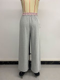 Women Casual Plaid Contrast Wide-leg Pants