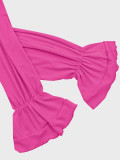 Women's Chic Casual Lantern Sleeve Tie Front Pullover Top Wide Leg Pants Two Piece Set