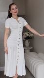 Women Elegant Solid Knit Summer Slit Maxi Dress