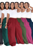 Women's High Waist Loose Harem Pants Pockets Drawstring Waist Casual Pants