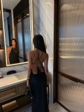 Women's Luxury Rhinestone Halter Neck Slim Waist Slim Fit Satin Formal Dress