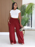 Women's High Waist Loose Harem Pants Pockets Drawstring Waist Casual Pants