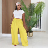 Women's High Waist Loose Harem Pants Pockets Drawstring Waist Casual Pants