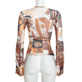 Women Sexy Mesh Lace-Up Top