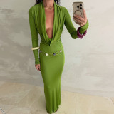 Women Autumn Sexy Cowl Neck Dress