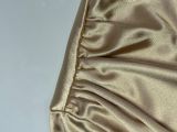 Women's Plus Size Champagne Satin Round Neck Long Sleeve Side Waist Pleated ZMaxi Dress