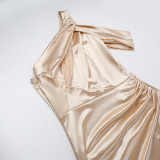 Women Sexy Hollow-out Irregular Slit Maxi Dress