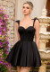 Women's Black Sweet Fishbone Fitted Party Mini Dress