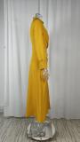Women Autumn Solid V Neck Slit Dress