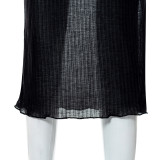 Women's Spring Summer Ribbed Solid Color Round Neck Sleeveless Casual Dress