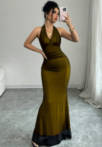 Women's Sexy Elegant Halter Neck Slim Fit Bodycon Low Back Slim Waist Chic Maxi Dress Women's Sexy Elegant Halter Neck Slim Fit Bodycon Low Back Slim Waist Chic Maxi Dress