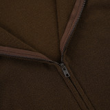 Women Brown Long-sleeve Casual Hoodie and Bell Bottom Pants Two-piece Set