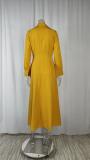 Women Autumn Solid V Neck Slit Dress