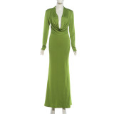 Women Autumn Sexy Cowl Neck Dress