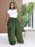 Women's High Waist Loose Harem Pants Pockets Drawstring Waist Casual Pants