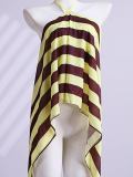 Women Summer Striped Print Halter Neck Backless Tie-back Top