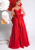 Women's Red Strap Bow Party Dress