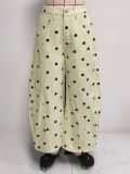 Women Polka Dot Wide Leg Denim Pants
