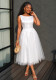 Women French Sleeveless Round Neck Summer Pink Dress