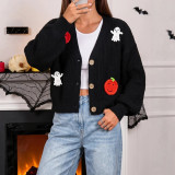 Women Halloween Autumn Winter Pumpkin Casual Outerwear Sweater