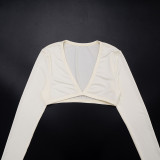 Women Casual Autumn Contrast Color Vest Long Sleeve Top and Pants Three Piece Set