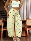 Women Polka Dot Wide Leg Denim Pants