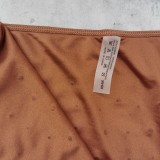 Women Bikini Rhinestone Solid Lace-Up Sexy Backless Wrap Skirt Two Piece Swimsuit