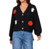 Women Halloween Autumn Winter Pumpkin Casual Outerwear Sweater