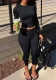 Women Casual Autumn Solid Top and Pants Two Piece Set