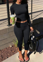 Women Casual Autumn Solid Top and Pants Two Piece Set Women Casual Autumn Solid Top and Pants Two Piece Set