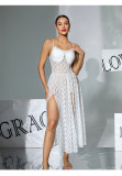Women V Neck Lace Mesh Nightgown