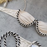Women Solid Strapless Bikini Sexy Backless Two Piece Swimsuit